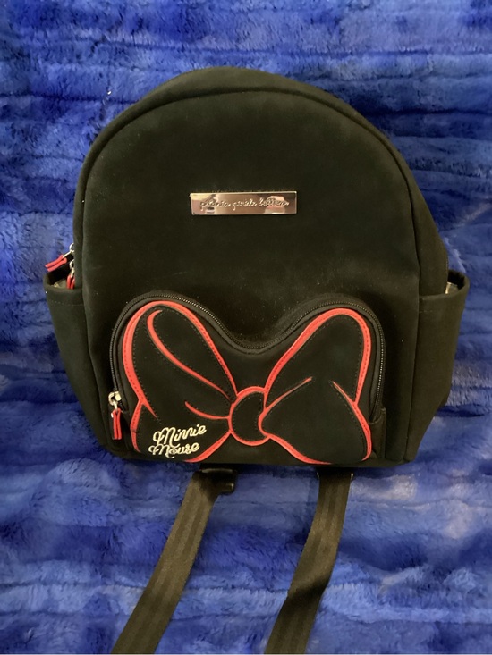Handbags - Minnie Mouse Black Mini Backpack with Red Bow Accent